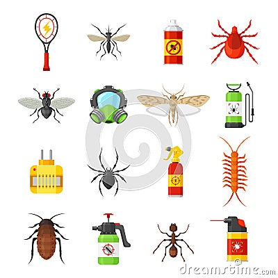 Pest control vector icons on white background Vector Illustration