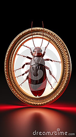 Pest free warning Anti cockroach sign in red forbidding circle Stock Photo