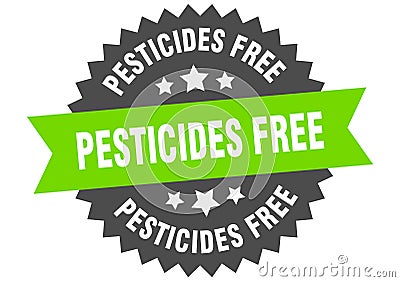 pesticides free sign. pesticides free round isolated ribbon label. Vector Illustration