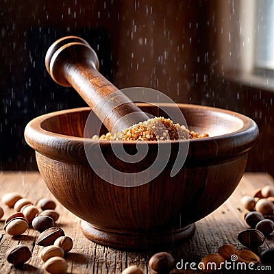 Pestle , device to pound and grind spices Stock Photo