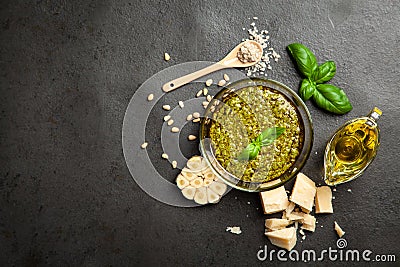 Pesto sauce in a bowl Stock Photo