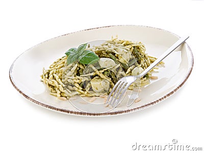 Pesto trofie typical genoa Stock Photo