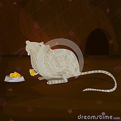 Pet animal Mouse on jungle forest background Vector Illustration