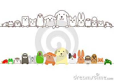 Pet animals border set Vector Illustration