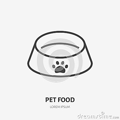 Pet bowl line icon, vector pictogram of dog food. Animal empty meal plate illustration sign for pet shop Vector Illustration