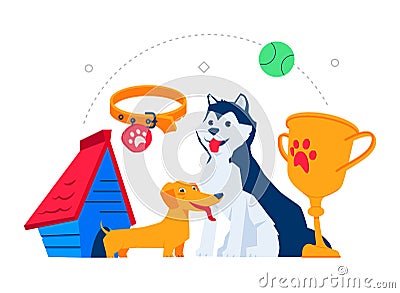 Pet care and animal life - modern colored vector poster Vector Illustration