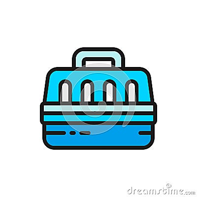 Pet carriage, animal bag flat color icon. Vector Illustration