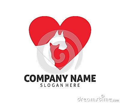 Pet cat dog clinic shop adoption vector logo design Stock Photo