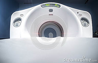 PET/CT Machine round hole and bed Stock Photo