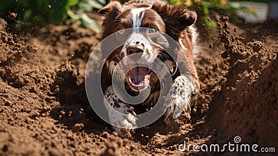 pet dog dig Cartoon Illustration