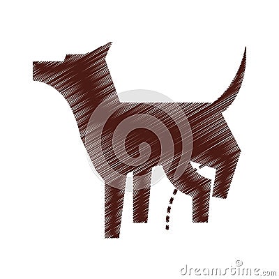 Pet dog peeing mascot silhouette Vector Illustration