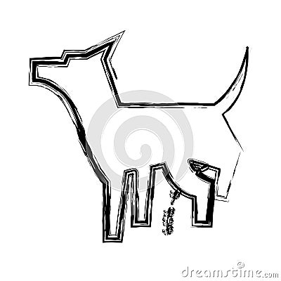 Pet dog peeing mascot silhouette Vector Illustration