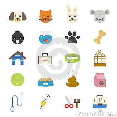 Pet Flat Icons color Vector Illustration