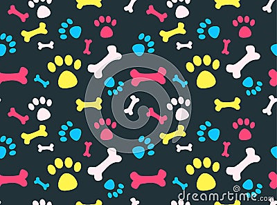 Pet footprints pattern Vector Illustration