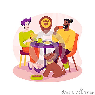 Pet-friendly cafe isolated cartoon vector illustration. Vector Illustration