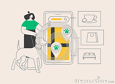 Pet friendly place abstract concept vector illustration. Vector Illustration
