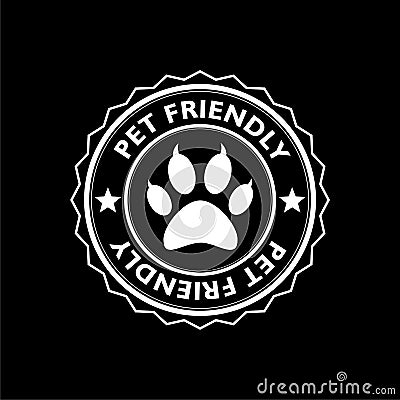 Pet friendly zone sign icon isolated on dark background Vector Illustration