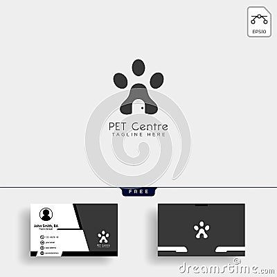 Pet Home or store creative logo template with business card Cartoon Illustration