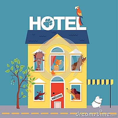 Pet hotel Vector Illustration