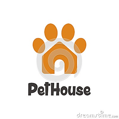 Pet House logo with paw icon concept design illustration. pet shop/store, pet care, pet clinic symbol icon Cartoon Illustration