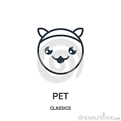 pet icon vector from classics collection. Thin line pet outline icon vector illustration. Linear symbol Vector Illustration
