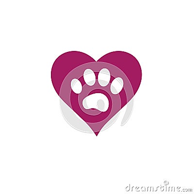 Pet love logo icon with animal footprint vector illustartion Vector Illustration