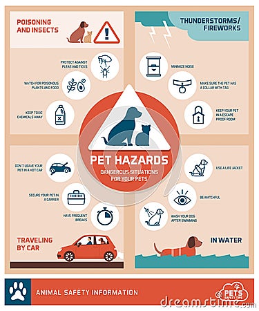 Pet safety tips Vector Illustration