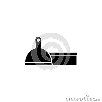 Pet Scoop and Brush, Mop with Dustpan. Flat Vector Icon illustration. Simple black symbol on white background. Pet Scoop and Brush Cartoon Illustration