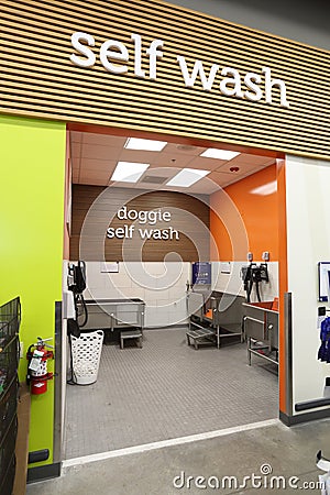 Pet self wash in a Petco store. Editorial Stock Photo