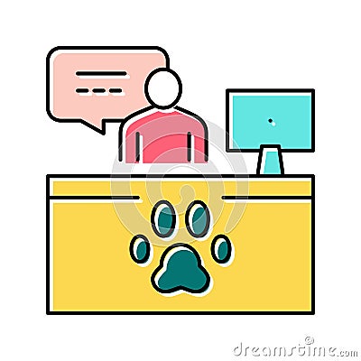 pet shelter worker workspace color icon vector illustration Vector Illustration