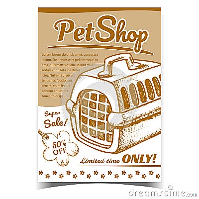 Pet Shop Animal Transportation Box Banner Vector Vector Illustration