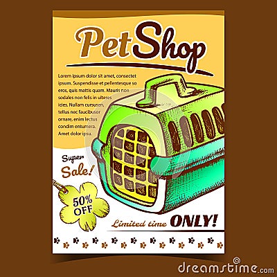 Pet Shop Animal Transportation Box Banner Vector Vector Illustration
