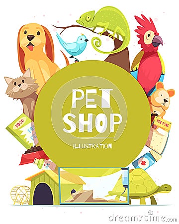 Pet Shop Frame Background Vector Illustration