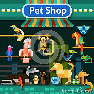 Pet Shop Background Vector Illustration