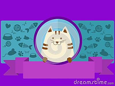 Pet shop banner with cat cartoon vector Vector Illustration