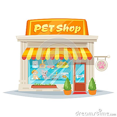 pet shop facade Vector Illustration