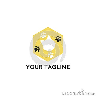 Pet shop logo template. Pet shop or store signboard. icon illustration with the concept of pet care Cartoon Illustration