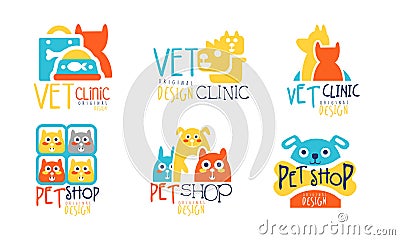 Pet Shop Original Label Design Vector Set Vector Illustration