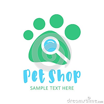 Pet shop paw vector logo Vector Illustration