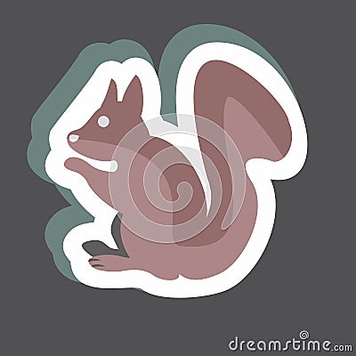 Pet Squirrel Sticker in trendy isolated on black background Stock Photo