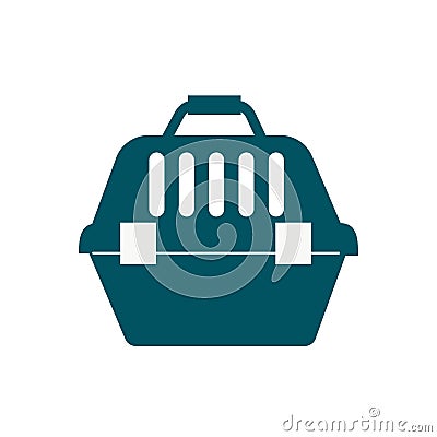 Pet travel plastic carrier isolated kitten or dog travel safety carrying container vector illustration. Vector Illustration