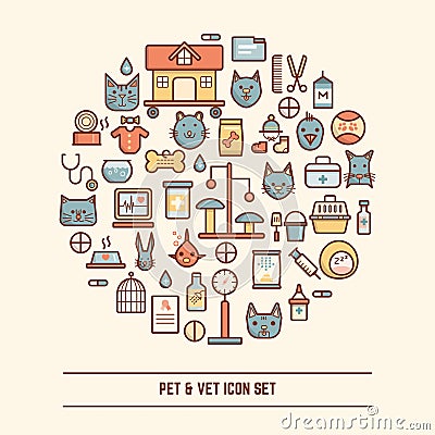 Pet and vet icon set Vector Illustration