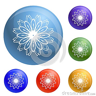 Petal flower icons set vector Vector Illustration