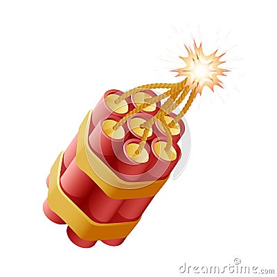 Petard tnt burning cord dynamite bomb explosive isolated icon vector illustration Vector Illustration