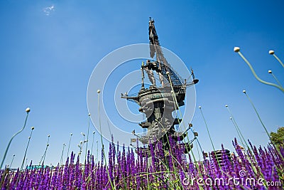 Peter the great on ship monument in Moscow Editorial Stock Photo