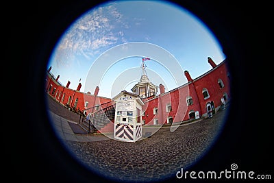 Peter and Paul Fortress. Fish eye lens creating a circular super wide angle view Editorial Stock Photo