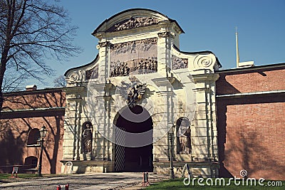 Peter and Paul Fortress and the gates of St. Petersburg Stock Photo