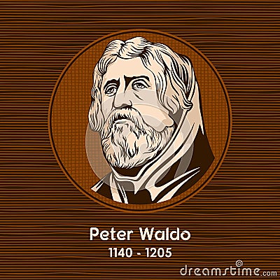 Peter Waldo 1140 - 1205, was a leader of the Waldensians, a Christian spiritual movement of the Middle Ages Vector Illustration