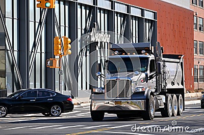 Peterbilt truck riding on street Editorial Stock Photo