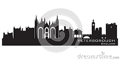 Peterborough England city skyline Detailed silhouette Vector Illustration